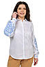 Жіноча котонова сорочка (біла з блакитною вишивкою), фото 5