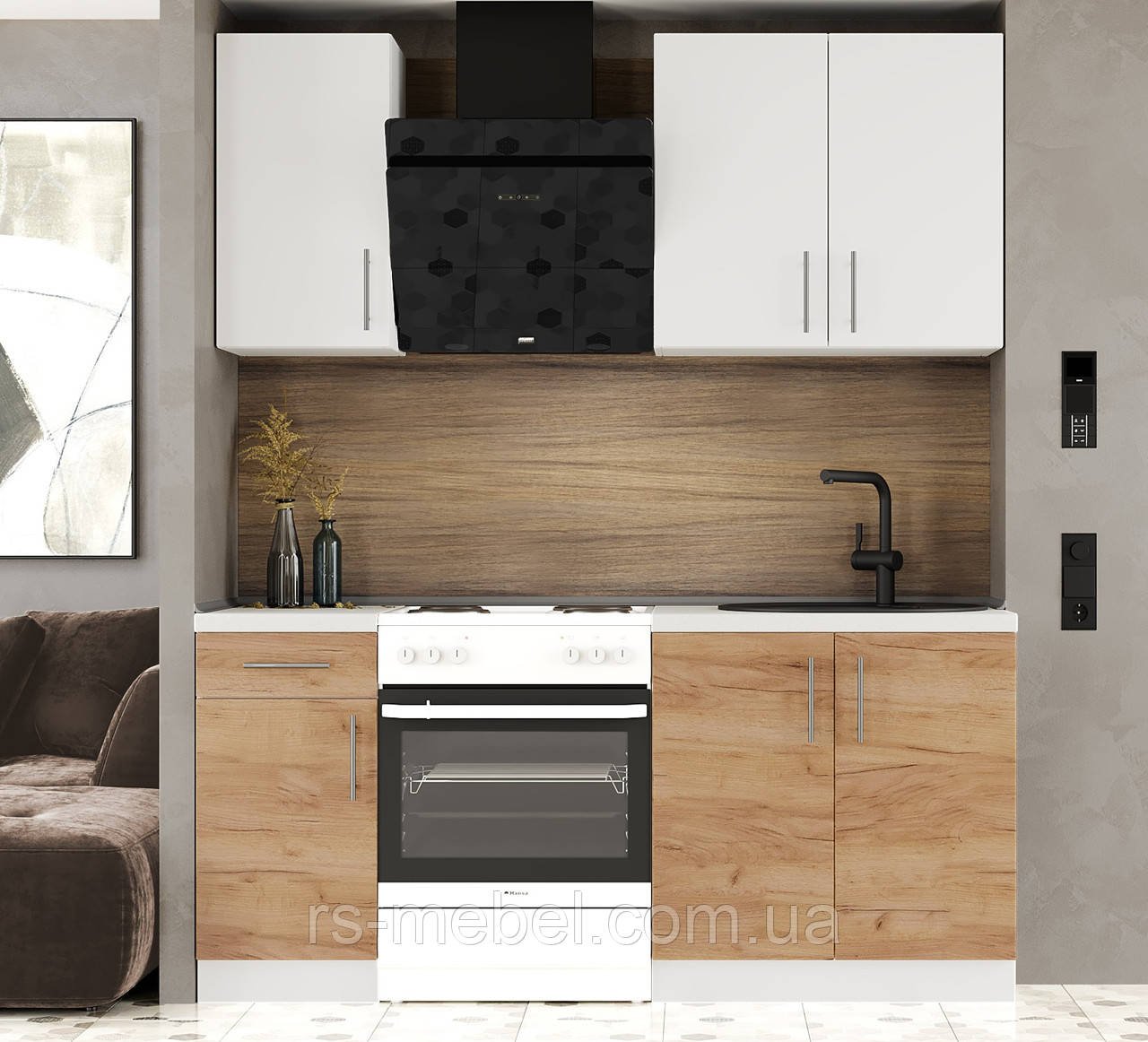 Кухня К-1 (1,8 м/пог.) німфея альба / крафт золотий (Еверест), фото 1