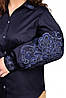 Жіноча котонова сорочка з вишивкою (темно-синій), фото 3