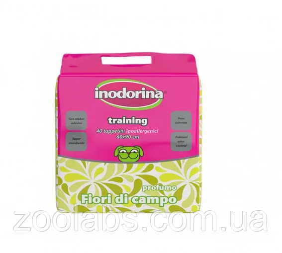 Пелюшки для собак Inodorina Training Fiori із запахом квітів 60*90 см