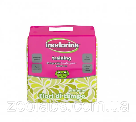 Пелюшки для собак Inodorina Training Fiori із запахом квітів 60*90 см, фото 1