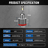 Автомобільні світлодіодні лампи D-Lumina фари головного світла з антибліком цоколь H15 10000лм 80W 6500K, фото 7