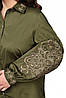 Жіноча котонова сорочка з вишивкою (хакі), фото 3