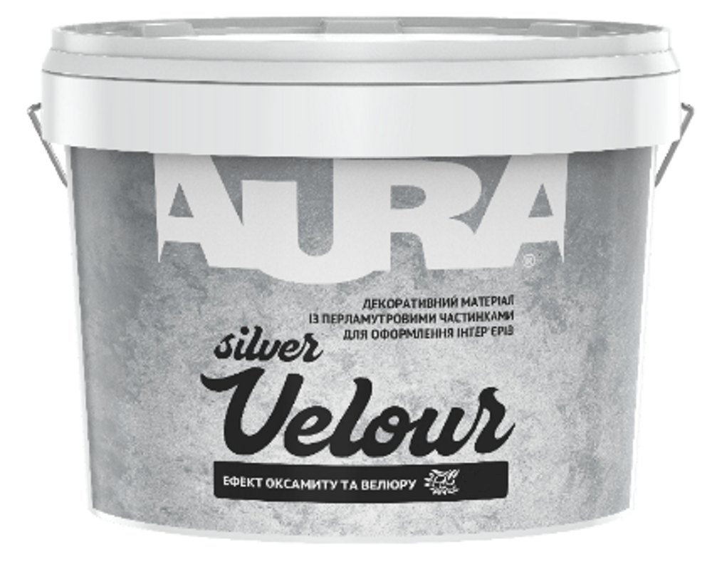 Декоративне перламутрове покриття з оксамитовим еффектом AURA Velour Silver, 1л