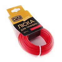 Ліска для тримера зірка Ø2.4мм 15м нейлонова червона СИЛА