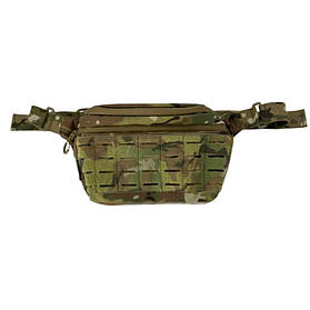 Чоловіча сумка бананка на пояс тактична, мультикам з патч панеллю, матеріал Кордура