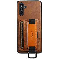 Кожаный чехол Wallet Case and Straps для Samsung Galaxy A14 4G/5G | с ремешком на руку Коричневый / Brown