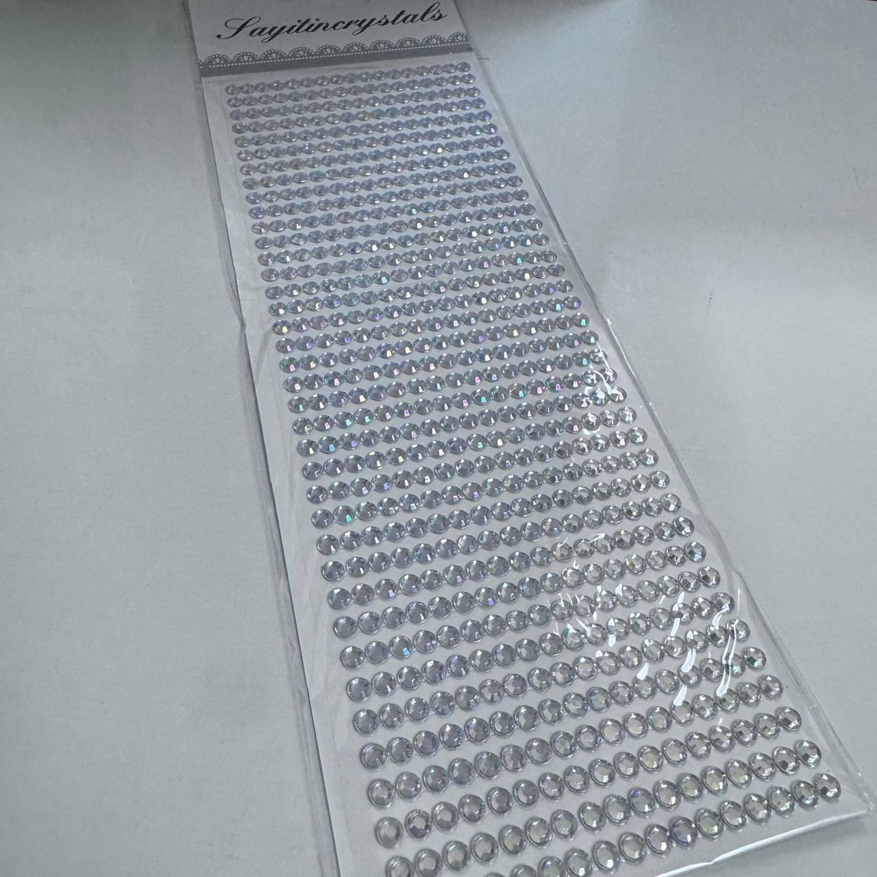 Самоклеючі акрилові стрази на зачіску  3 мм, колір Crystal AB , уп 1040 шт.