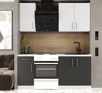 Кухня К-1 (1,8 м/пог.) німфея альба / антрацит (Еверест)