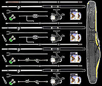 Набор Универсальный 2.1м на Четыри комплекта спиннингов для донной ловли с полным комплектом и Чехлом