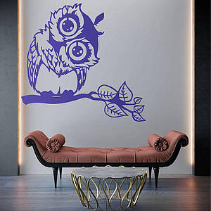 Трафарет для фарбування, Сова на гілці, одноразовий з самоклеючої плівки 95 х 100 см