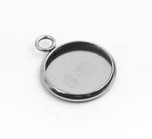 Підвіска під вставку Finding Кулон з основую під кабошон 12 мм з нержавіючої сталі Сталистий 17 мм x 14 мм