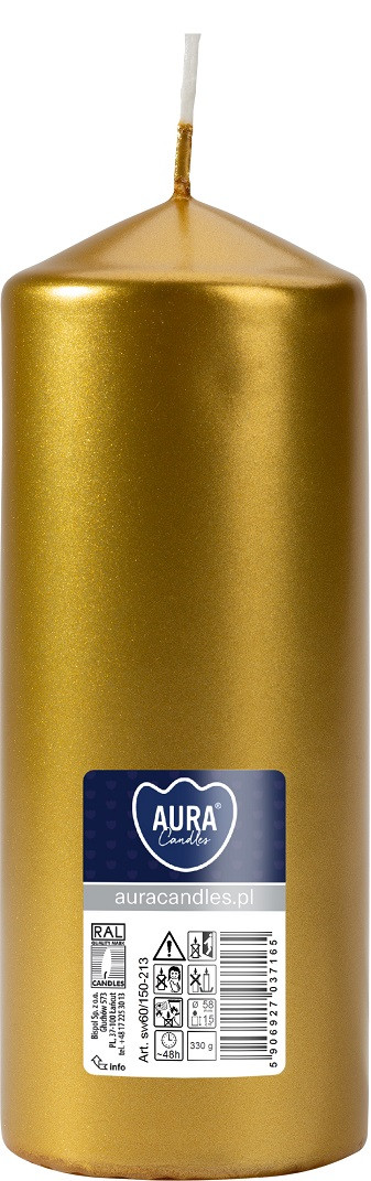 Свічка циліндр золотиста 15 см (sw60/150-213)