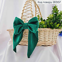 Велюровая повязка для корзины Бантик Зеленого цвета на завязках ручной работы