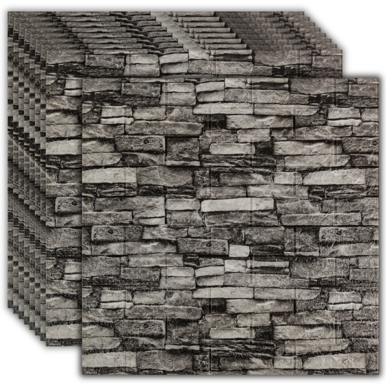 Самоклеюча 3D панель під камінь сірий пісковик 700х770х3мм, (59-3) Декор на стіни! BV-0000148, фото 1