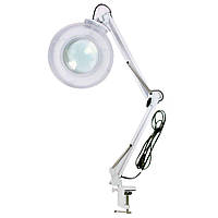 Настольная лампа-лупа FS-644-1 с подсветкой и на струбцине, 24 Вт. (увеличение х8)