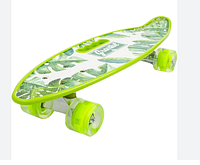 Мятный пенни борд салатовый с рисунком и светящимися колесами Penny Board С 334