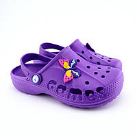 Фиолетовые кроксы с джибитс для девочки тм Виталия Crocs