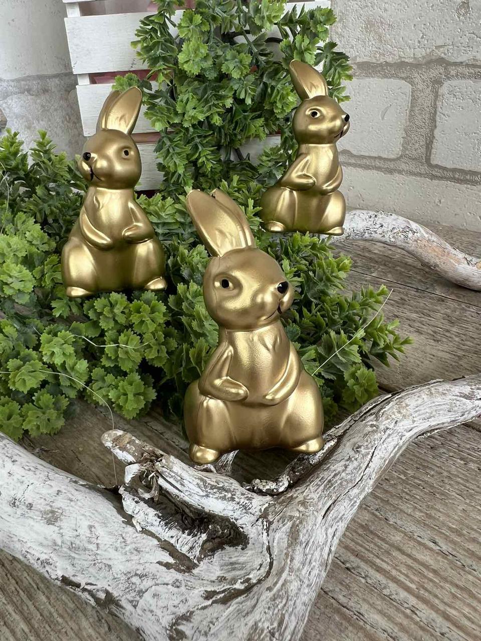 Великодній кролик для прикраси, золото h 8 см, фото 1