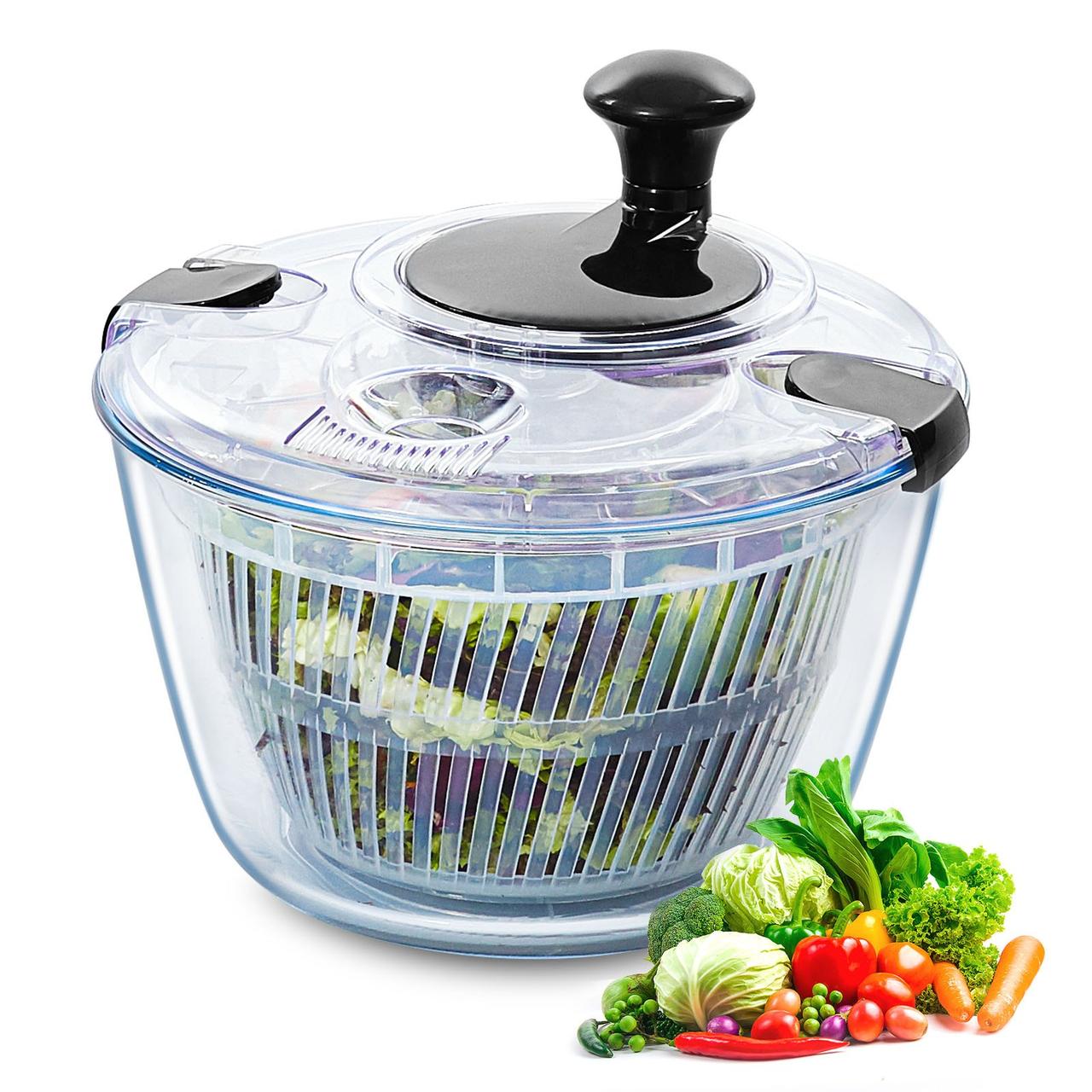 Сушарка для салату VEVOR зі скла 4,5 л, сушарка для овочів, пральна машина, очищувач салату та сушарка з - фото 7 - id-p2183197919