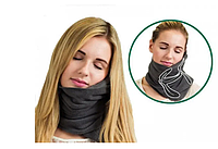 Дорожная подушка-шарф на шею для путешествий Travel Pillow черный Подушка для сна сидя HRB М 1195