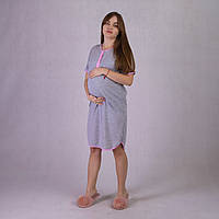 Ночная рубашка в роддом для беременных и кормящих на кнопках Tiana Style размер 44-46 Серый