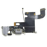 Шлейф Apple iPhone 6 с коннектором зарядки, гарнитуры, микрофоном и компонентами Grey (Оригінал з разборки)