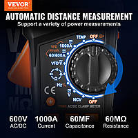 VEVOR Струмові кліщі 1000А True-RMS Мультиметр струмові кліщі 5999Counts Для постійного/змінного струму