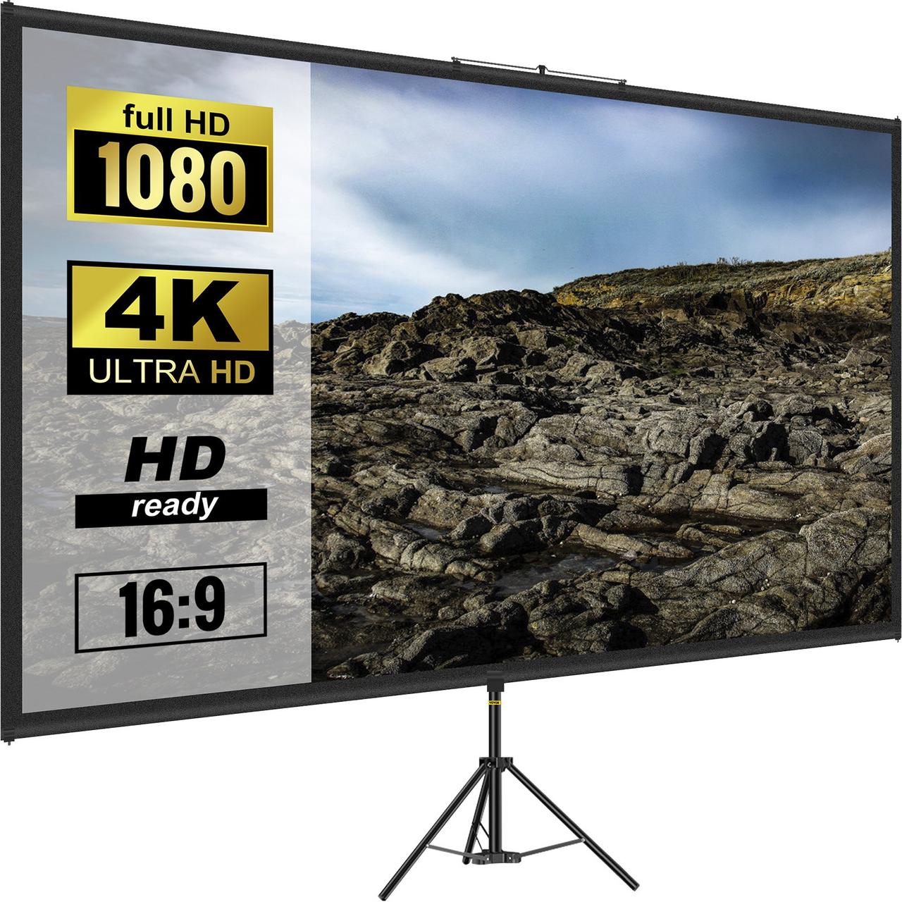 Проекційний екран VEVOR 16:9 Екран на штативі 4K HD Rollo Screen Кут огляду 160 градусів Проекційний екран - фото 7 - id-p2183215820