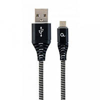 Дата-кабель Cablexpert Premium Cotton Braided CC-USB2B-AMMBM-2M-BW 2m USB (тато) - microUSB (тато) Black