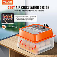 VEVOR Інкубатор для яєць 12шт Інкубатор брудер автоматичний поворотний курячий інкубатор інкубатор для яєць
