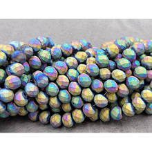 Намистини кришталеві рондель 8х6,5мм, райдужний металік матовий