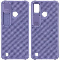 Чохол-накладка EpiK Camshield TPU для Tecno Pop 4 Pro Lavender Gray зі шторкою для камери