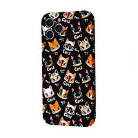 Чехол-накладка WAVE NEON X LUXO Cute Series для iPhone 12 Picture cats black