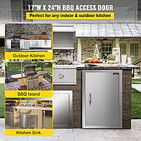 VEVOR 43x61см Одномісні кухонні камінні двері Двері для барбекю Двері з нержавіючої сталі Двері для прибирання