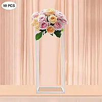 10 штук Білі прикраси для весільного столу 60 см Висока металева ваза для квітів Колона прямокутна підставка
