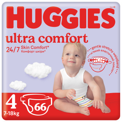 Підгузки Huggies Ultra Comfort 4 (7-18 кг) Mega 66 шт (5029053548777)