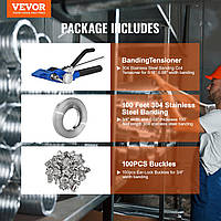 Набір для пакувальної стрічки VEVOR, інструмент для натягу, натягувач і 100 футів стрічки
