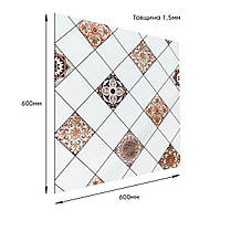 Самоклеюча вінілова плитка для стін 600х600х1,5мм вініловая плитка на клейовій основі глянець, фото 3