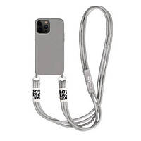 Чехол-накладка Infinity Soft Silicone Case для iPhone 12/12 Pro Gray на шнурке
