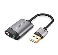 Адаптер Vention USB External Sound Card 0.15M Gray Metal Type (CDKHB) sux