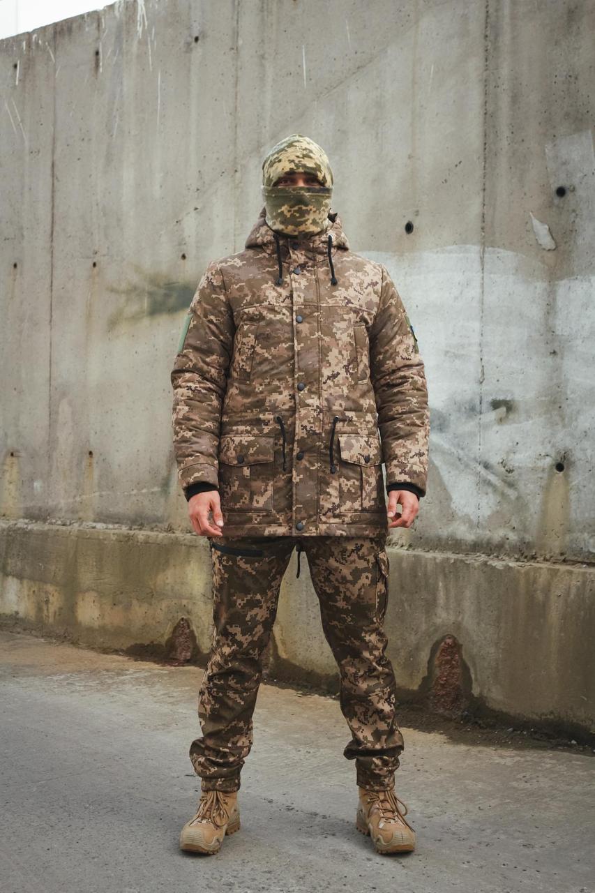Зимовий теплий тактичний костюм Комплект на флісі піксель Зимовий військовий костюм куртка та штани Камуфляжний