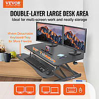 VEVOR Регульована по висоті стільниця 915 x 600 мм Стоячий стіл з піддоном для клавіатури, швидке сидіння