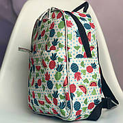 Дитячий рюкзак міні з принтом різнокольорові фрукти / Підлітковий портфель / Міський рюкзак - ранець
