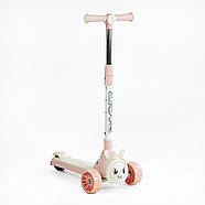 Самокат Зайчик 3-колісний, Skype, колеса PU 125х40 мм зі світлом, укр. озвучення, кермо складане, рожеве, фото 2