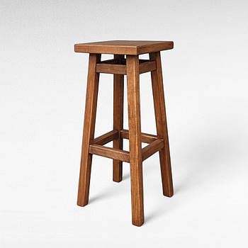 Високий дерев'яний табурет з квадратним сидінням для барної стійки Напівбарний стілець для кухні, бару, кафе Мілан
