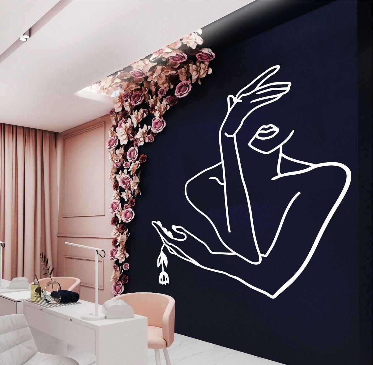 Трафарет для фарбування, Дівчина з квіткою, одноразовий з самоклеючої плівки 115 х 95 см, фото 1