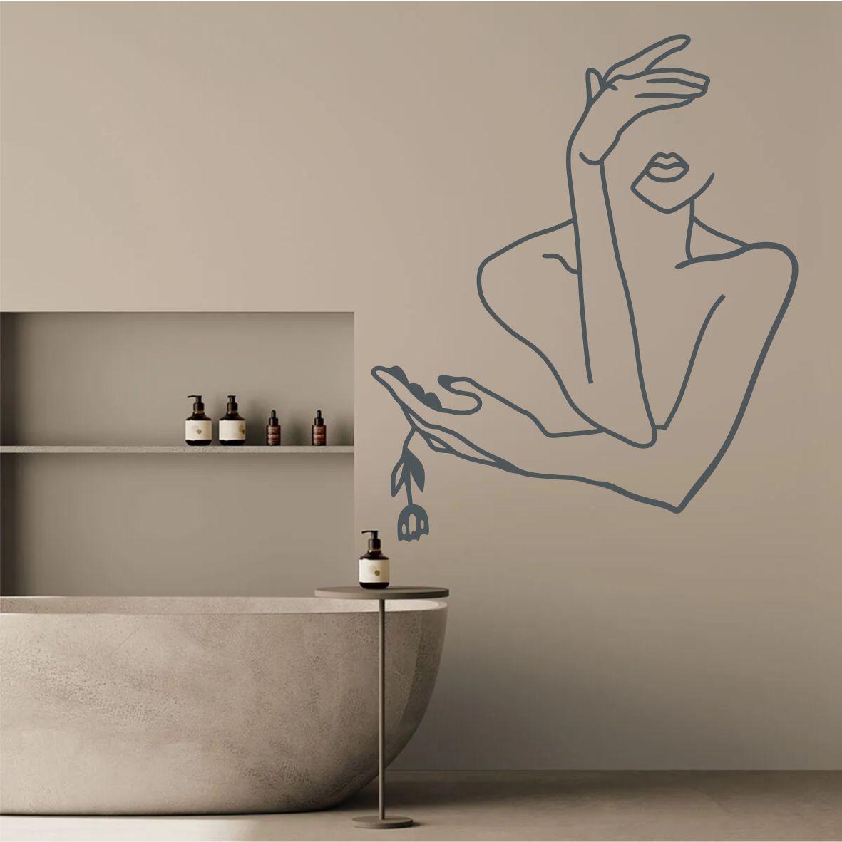 Трафарет для фарбування, Дівчина з квіткою, одноразовий з самоклеючої плівки 135 х 115 см, фото 1