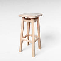 Высокий деревянный табурет с квадратным сиденьем для барной стойки Полубарный стул для кухни, бара, кафе Милан Натуральний світлий