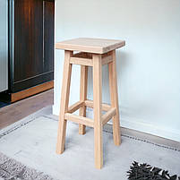 Високий дерев'яний табурет з квадратним сидінням Світлий напівбарний стілець для кухні, бару, кафе Мілан, фото 2